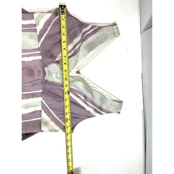 Rebecca Taylor Faux Wrap Ruffle Hem Dress Bow Silk Linen Sleeveless Size 10 - Picture 11 of 15